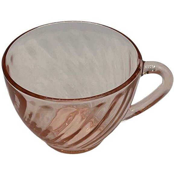 Arcoroc France Luminarc Rosaline Pink Swirl Cup & Saucer Cup 3 1/2 Saucer 5 1/2" - Picture 15 of 16